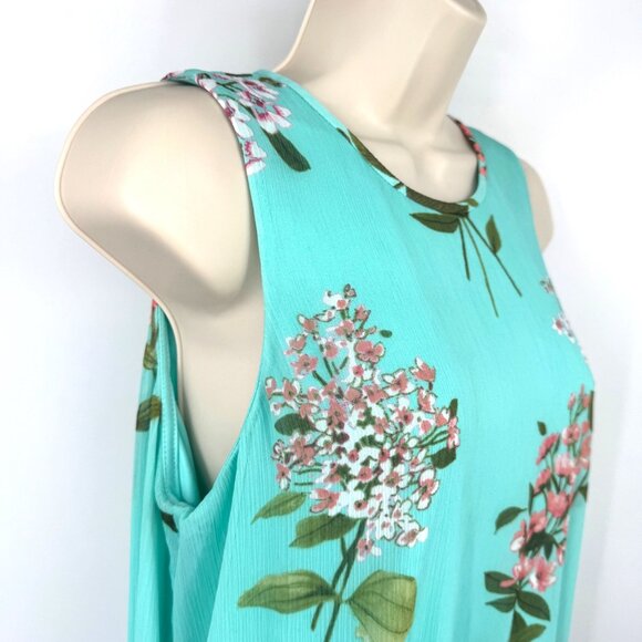 Tommy Hilfiger Womens Size 8 Green Floral Chiffon Dress A Line Sleeveless Lined - Picture 6 of 11